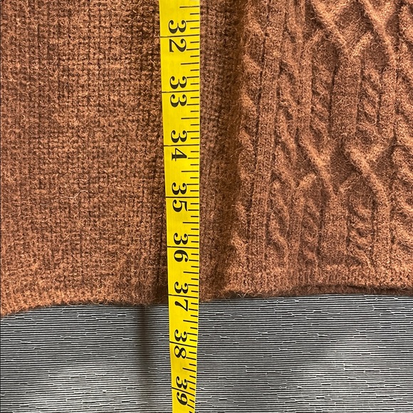 A loves A tear drop mock neck balloon sleeve sweater Knit Dress in Rich Brown - Picture 5 of 8